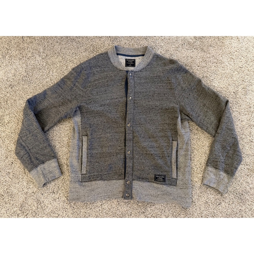 Abercrombie & Fitch Mens Grey Cardigan Snap Front Sweatshirt Size M‎